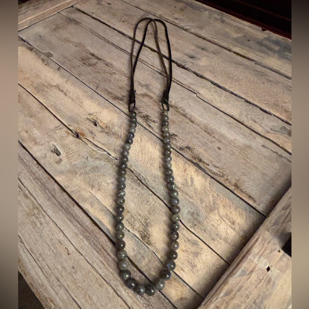 Long Leather and Labradorite Statement Necklace